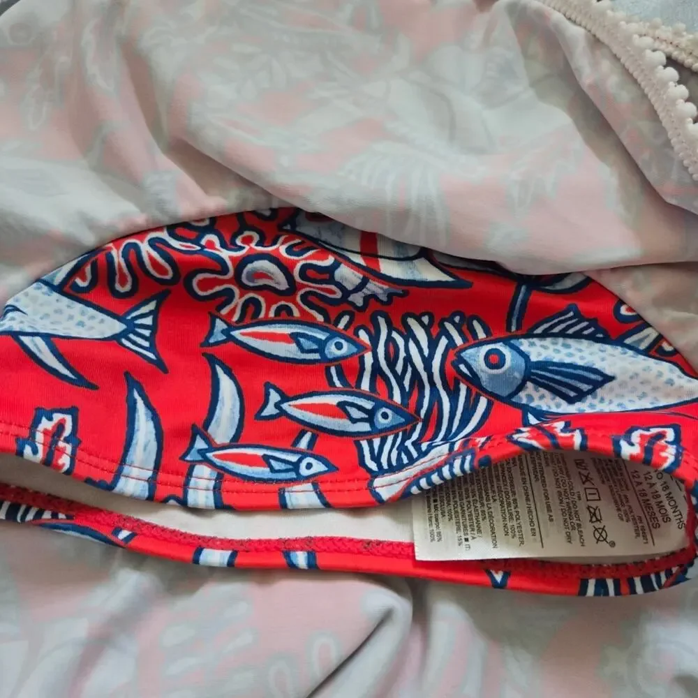 Janie and Jack Recycled Tropical Fish Halter Bikini 2 Piece Swimsuit 12-18 Month